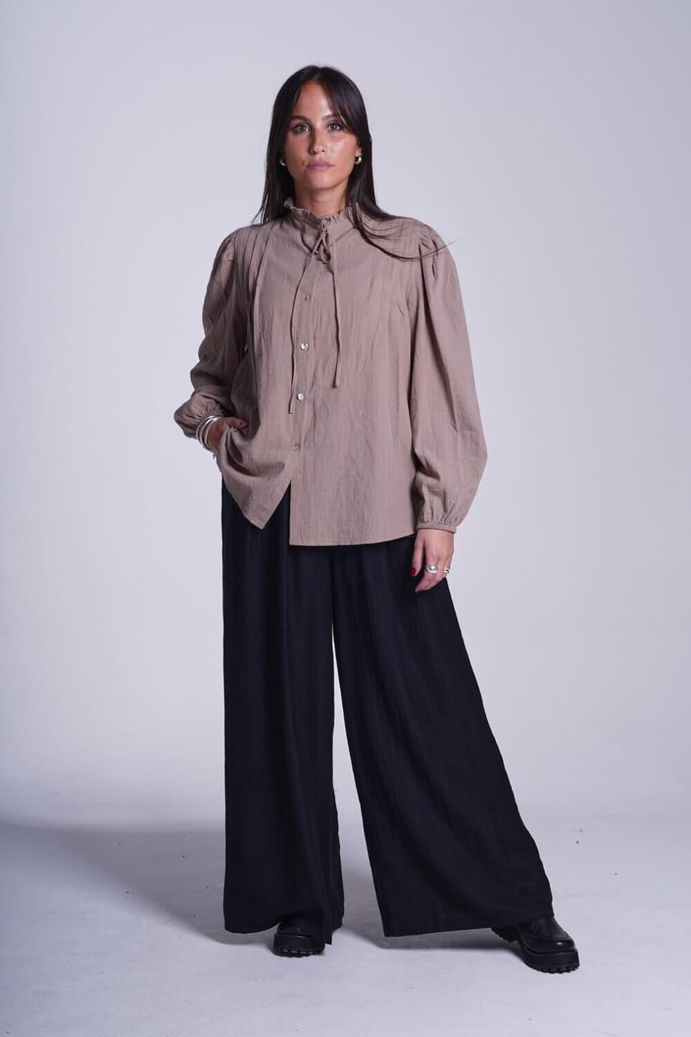 Camisa Tanna vison talle unico