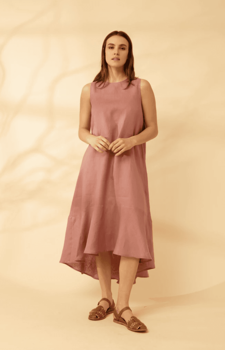 Vestido Folk Long rosado s