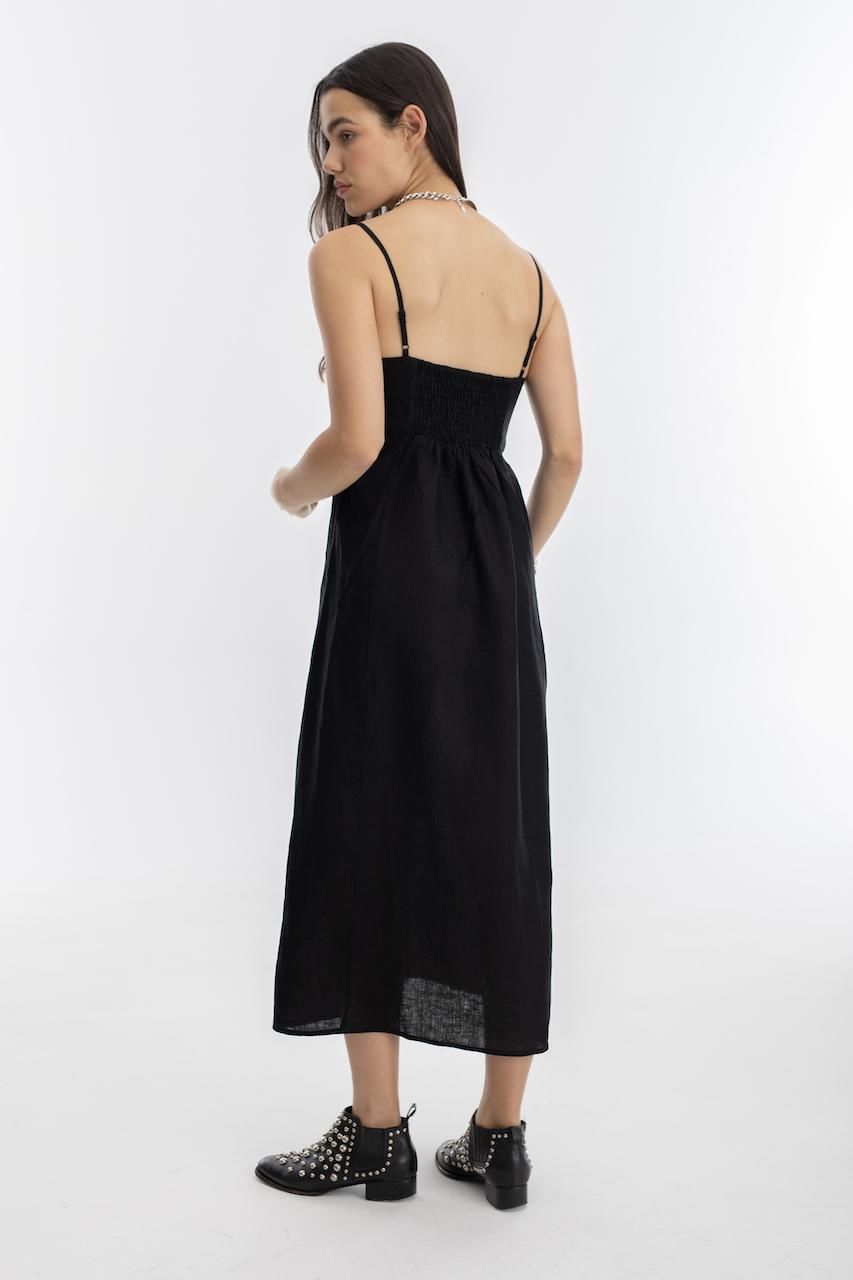 Vestido Strap en Lino - Negro negro l