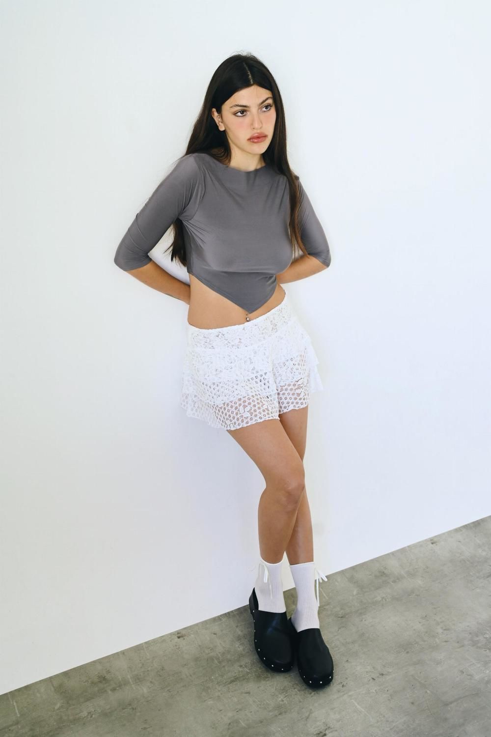 Mini Falda Malva blanco s