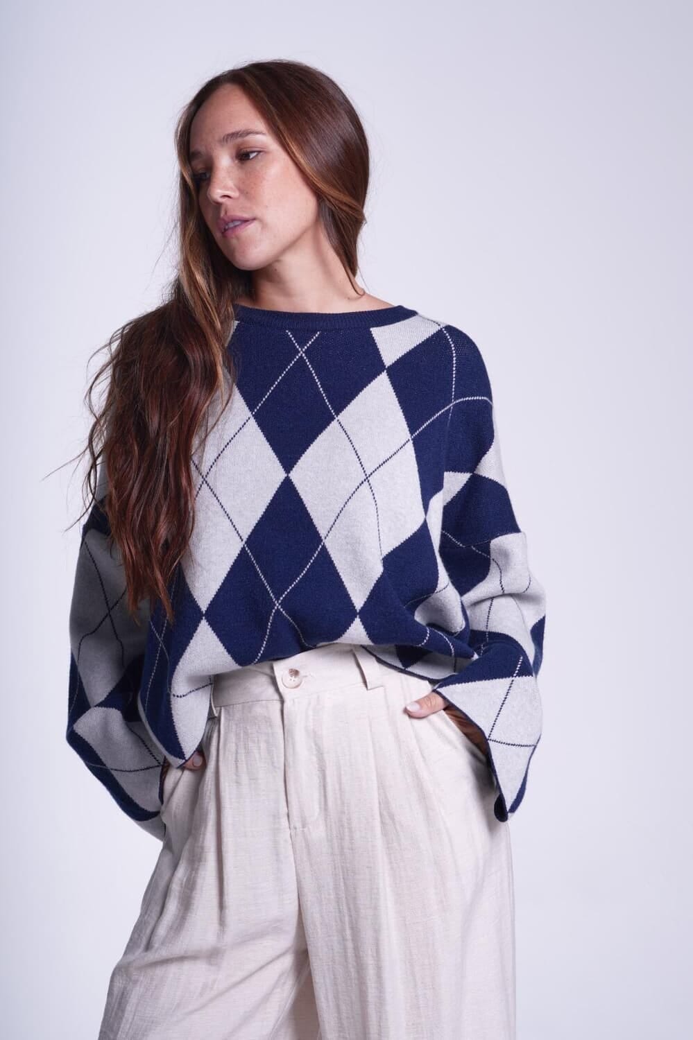 Sweater Rombos azul talle unico