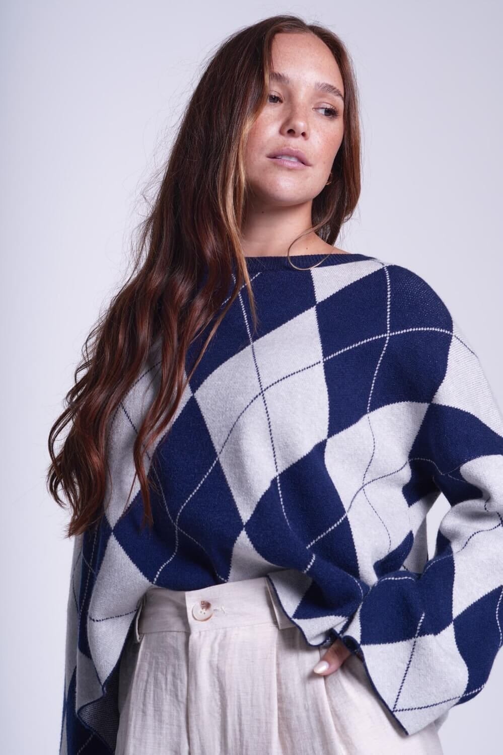 Sweater Rombos azul talle unico
