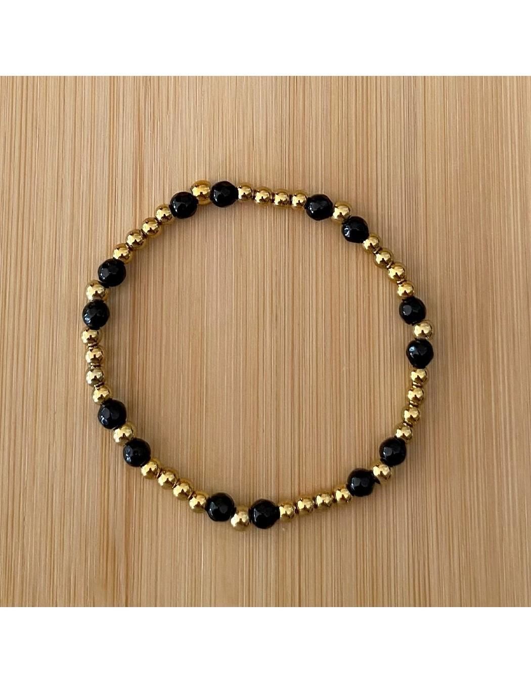 Pulsera NANI en acero y piedras naturales negro n/a