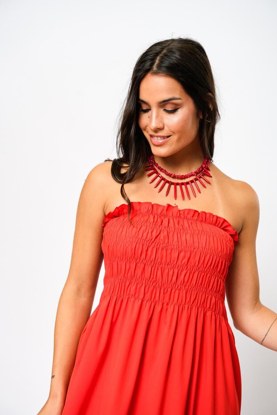 Vestido Straples rojo m