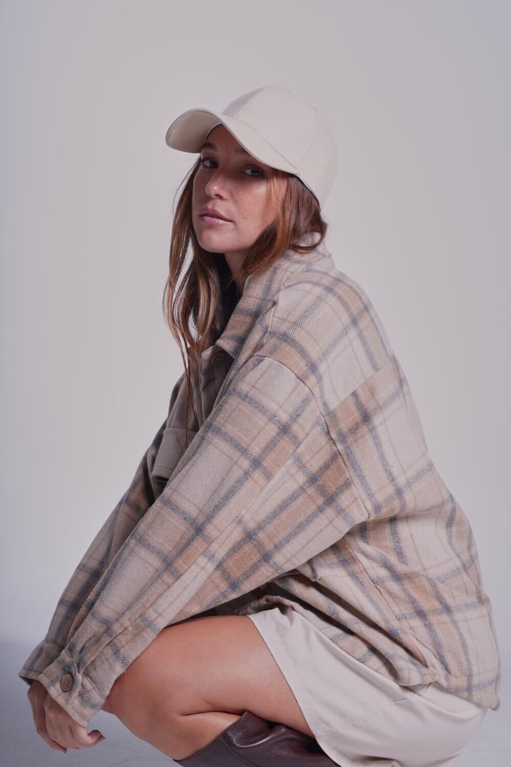 Sobrecamisa Tartan beige talle unico