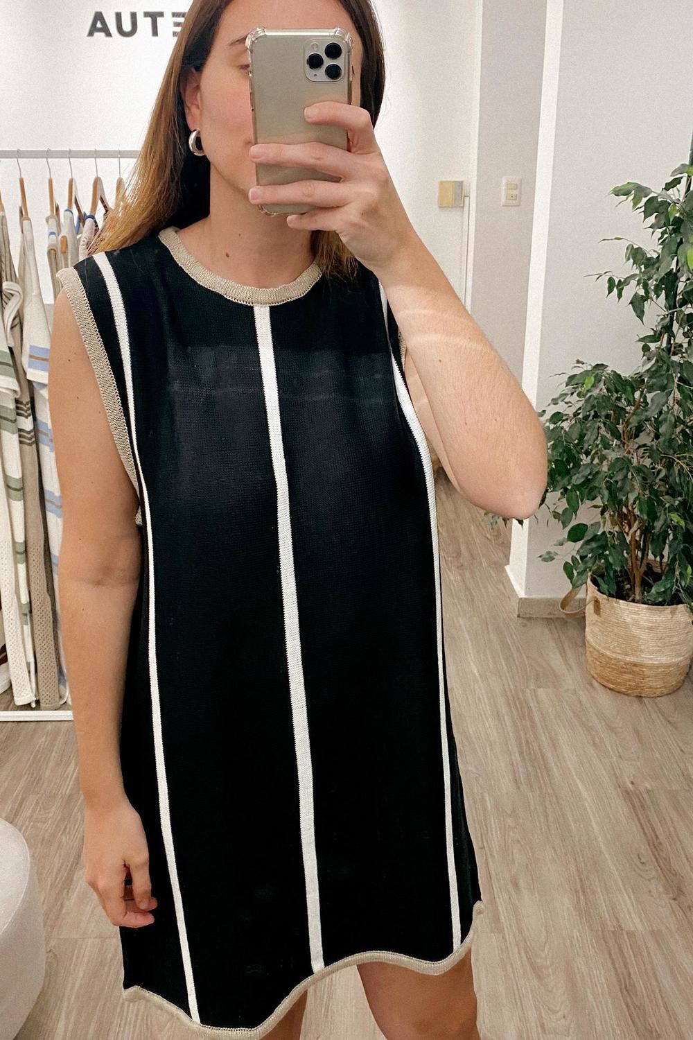 VESTIDO TEJIDO FARO negro talle unico