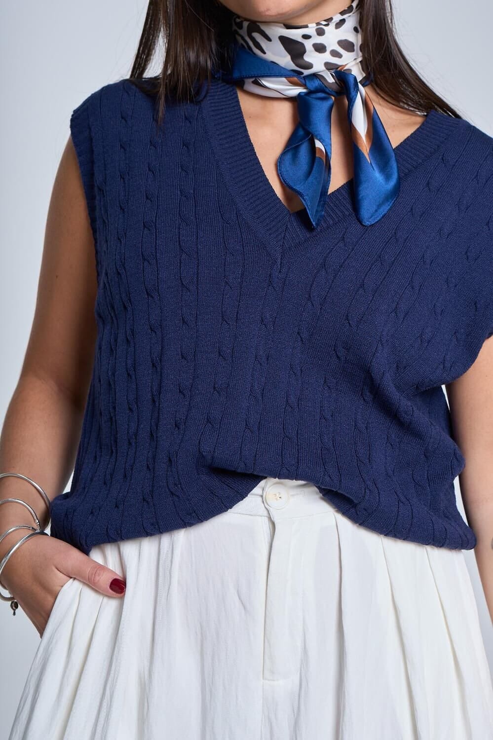 Chaleco Oxford azul talle unico