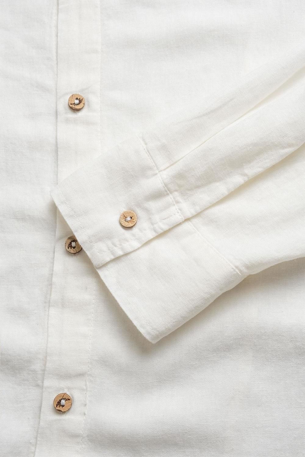 LONG SLEEVE LINEN SHIRT blanco s