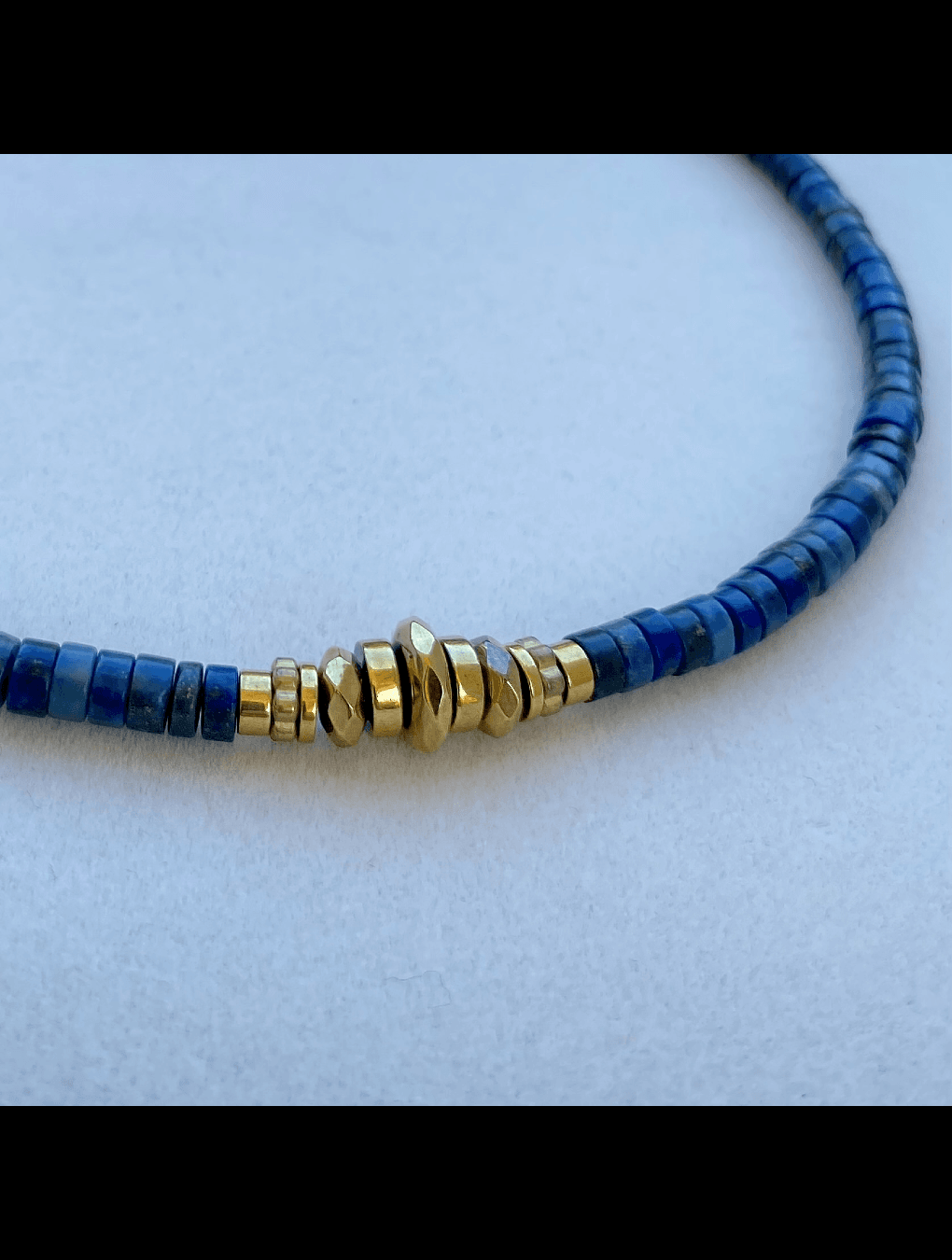 Collar DELFIN en acero, hematita y piedras naturales azul n/a