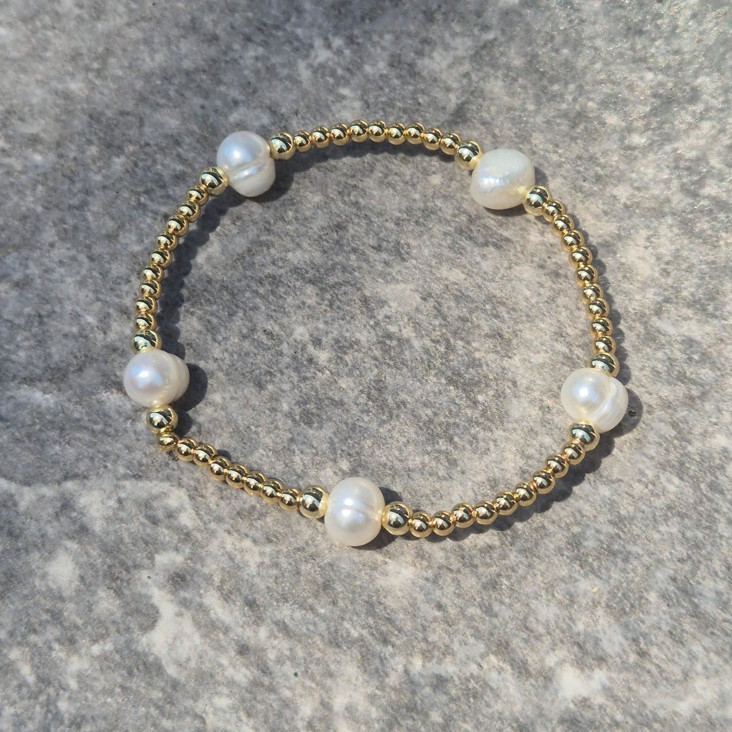 PULSERA GOLDFILLED Y PERLA blanco n/a