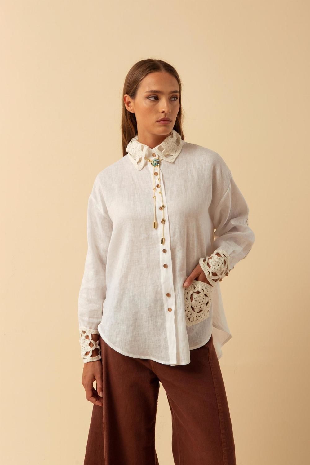 Camisa Crochet blanco talle unico