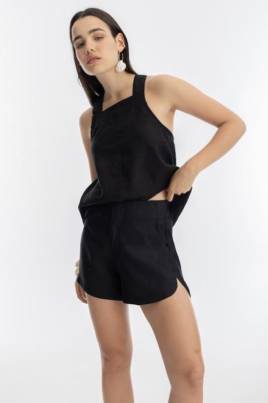 Short Moon en Lino - Negro negro xl