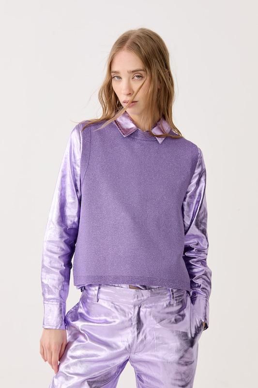 Top de punto glitter - Violeta violeta l/xl