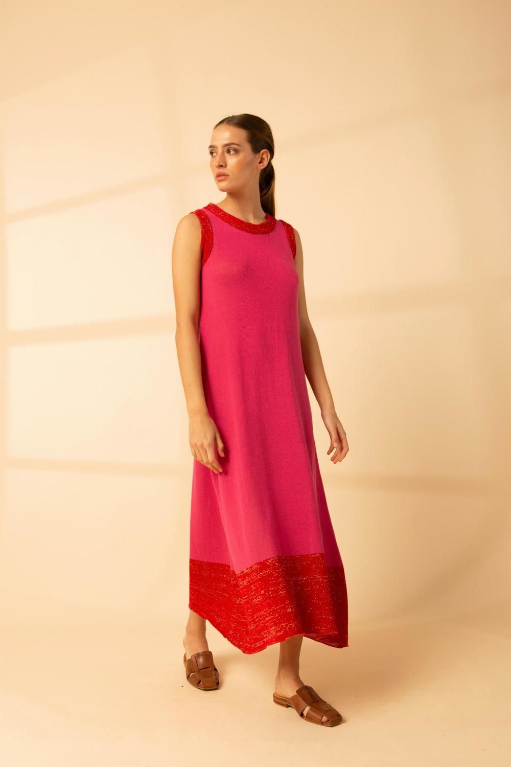 Vestido Acai Long Knit fucsia l