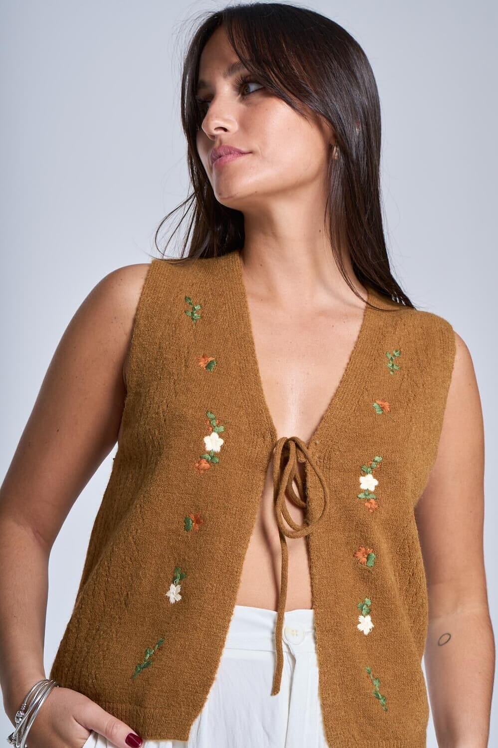 Chaleco Sally camel talle unico