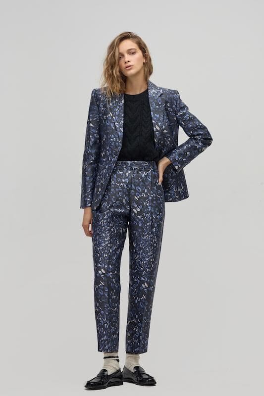 Blazer Oslo en Taffeta - Midnight Leopard negro xs