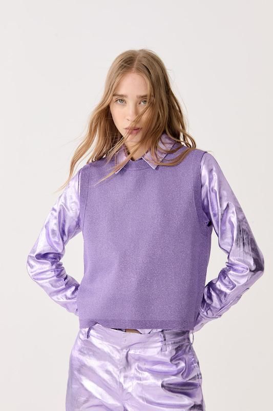 Top de punto glitter - Violeta violeta l/xl