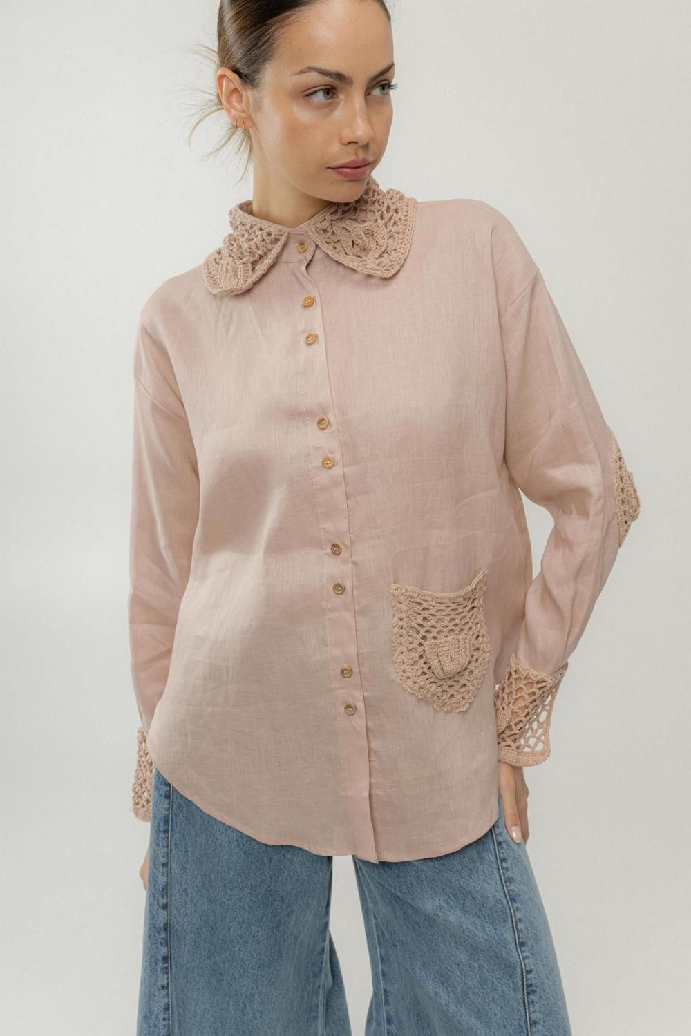 Camisa Onda Crochet Sea rosado talle unico