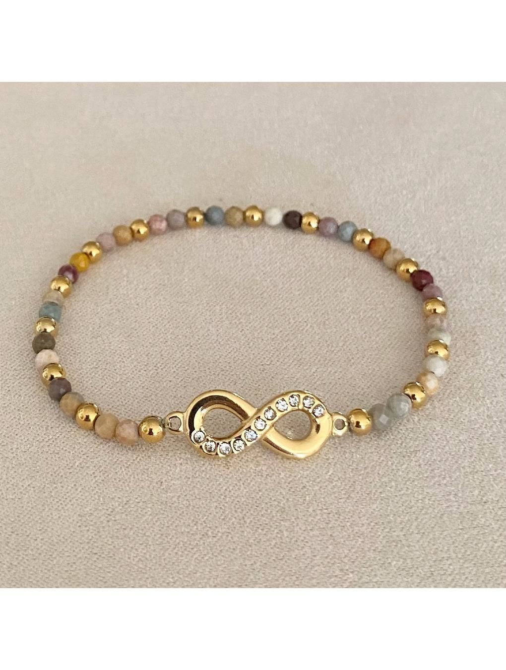 Pulsera INFINITA en acero y piedras naturales dorado n/a