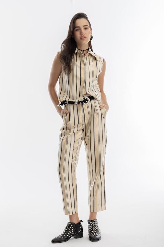 Pantalon Rome en Jacquard - Gold Stripes dorado s