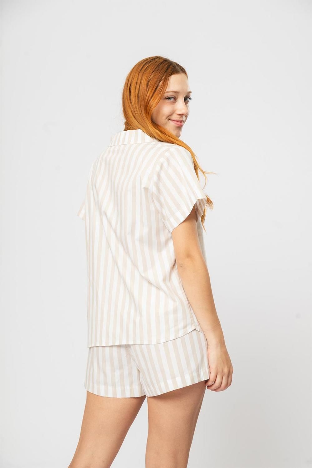 Pijama camisero Orión beige 3