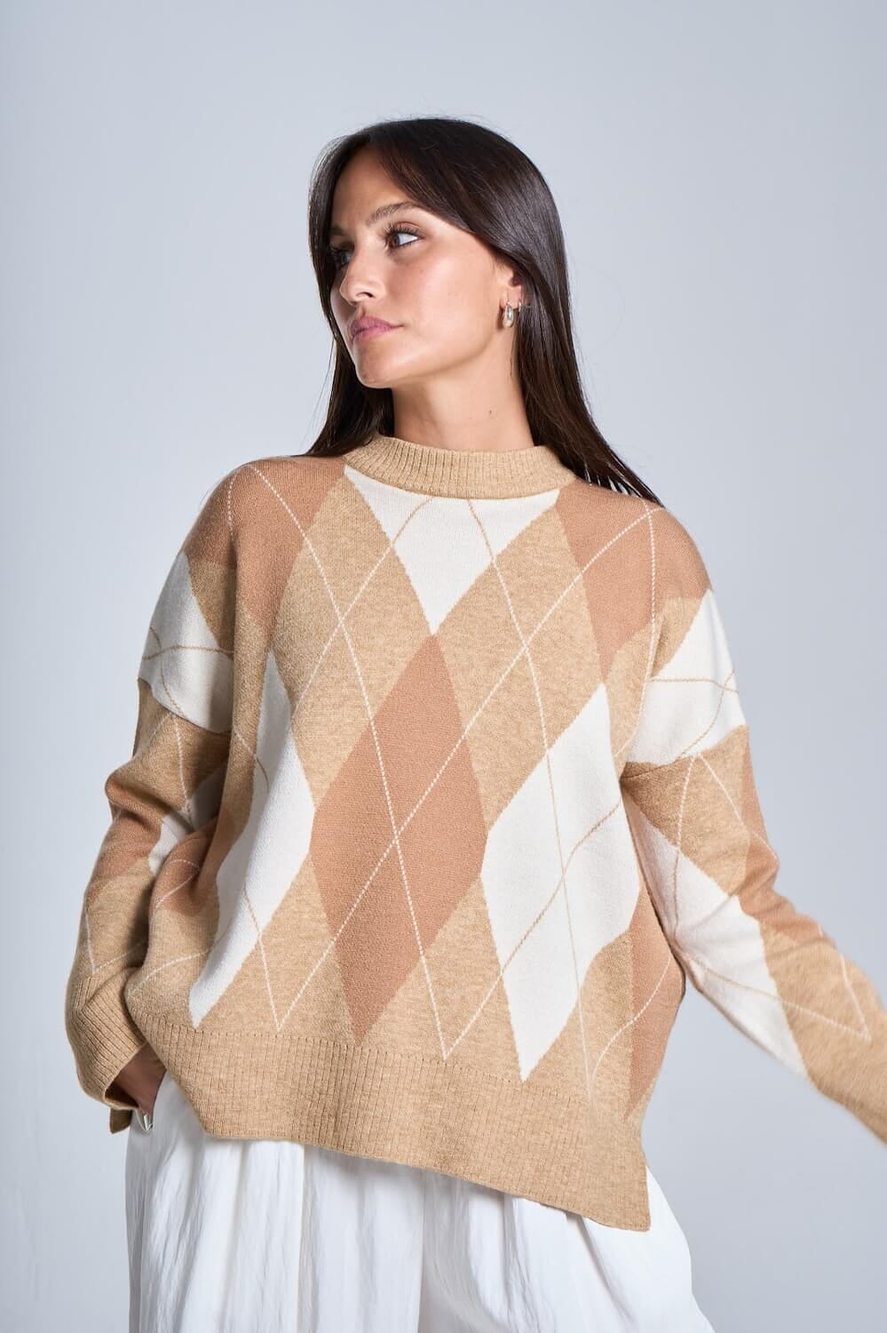 Sweater Rombos classic beige talle unico
