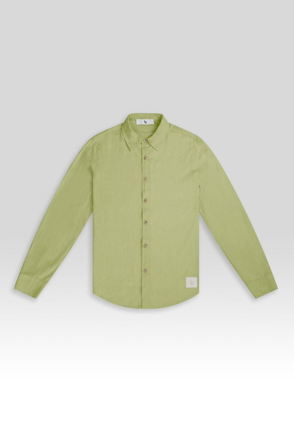 LONG SLEEVE LINEN SHIRT verde m