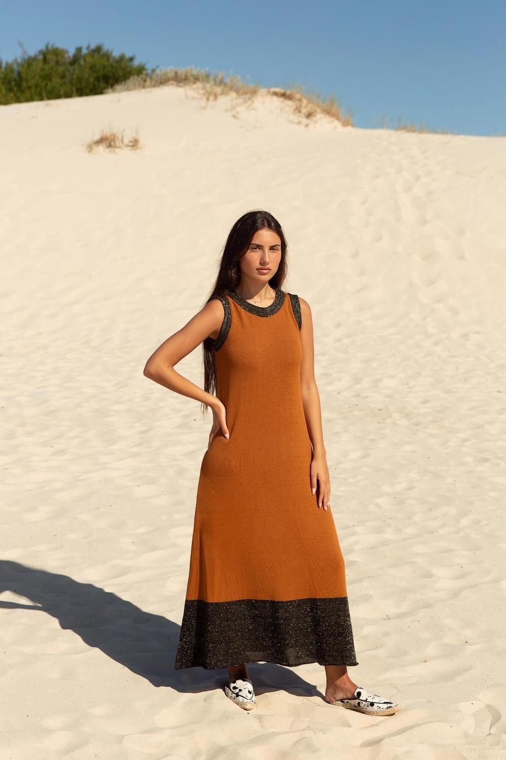 Vestido Acai Long Knit camel l