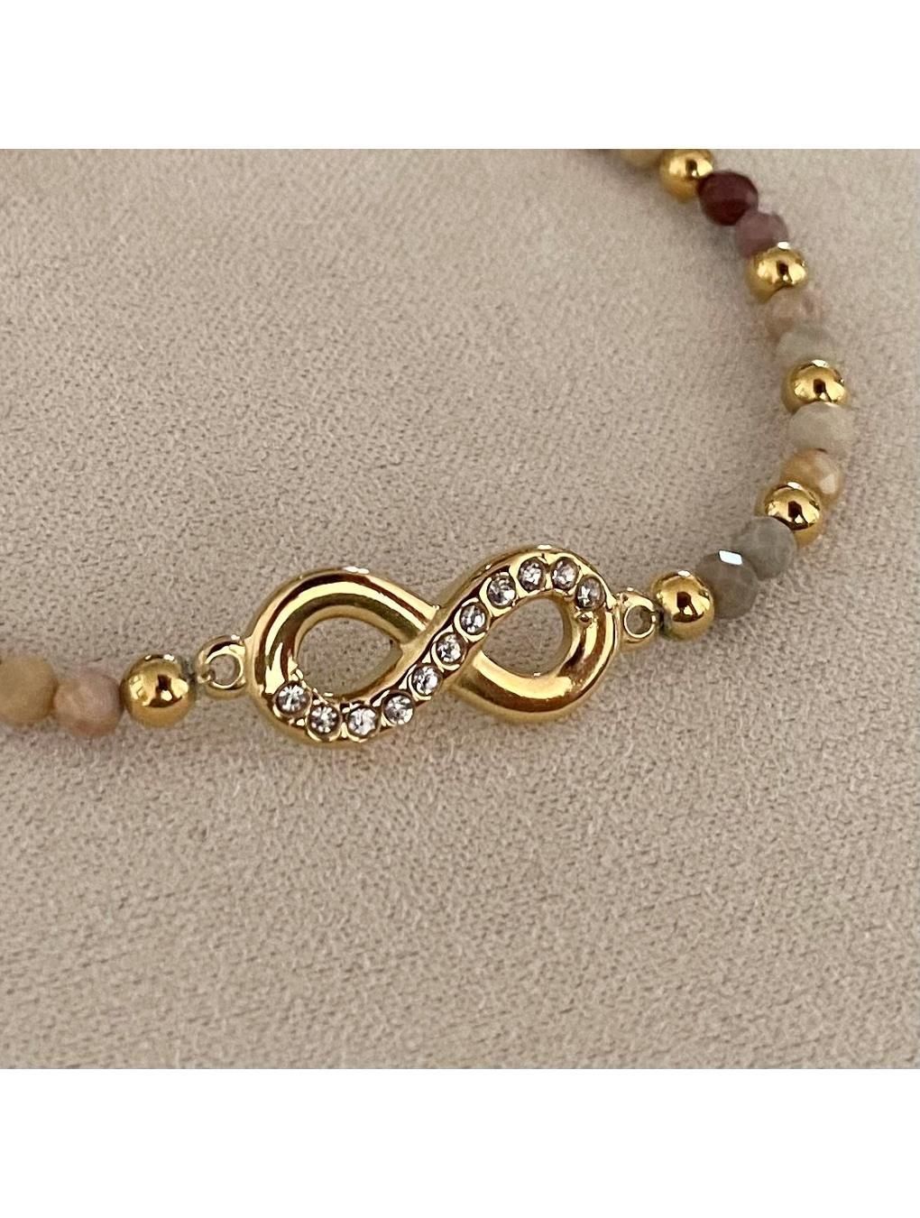 Pulsera INFINITA en acero y piedras naturales dorado n/a