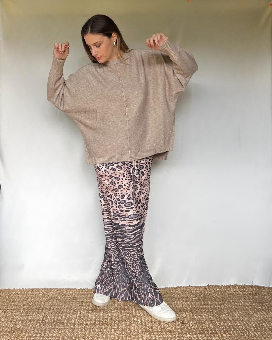 Pants Seda Animal Print beige talle unico