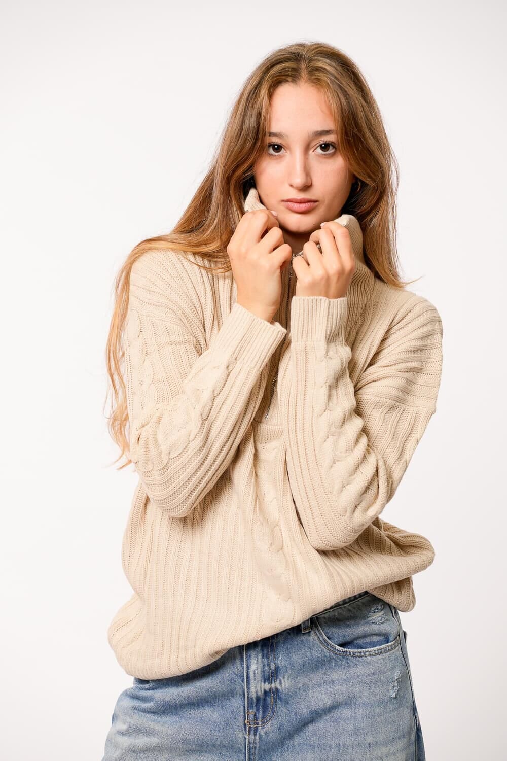 Buzo toronto beige talle unico