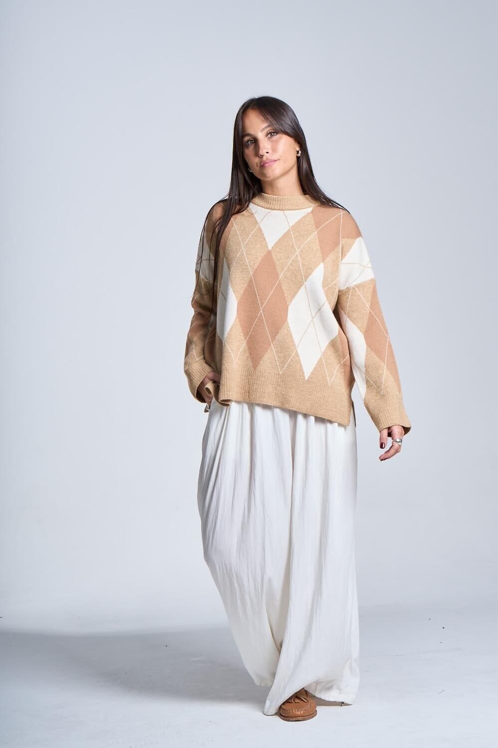 Sweater Rombos classic beige talle unico