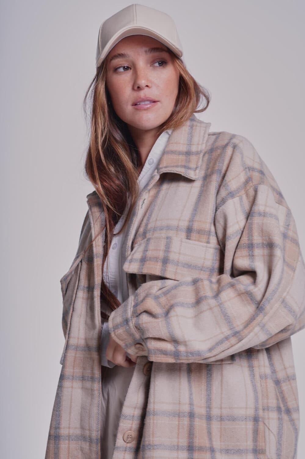 Sobrecamisa Tartan beige talle unico