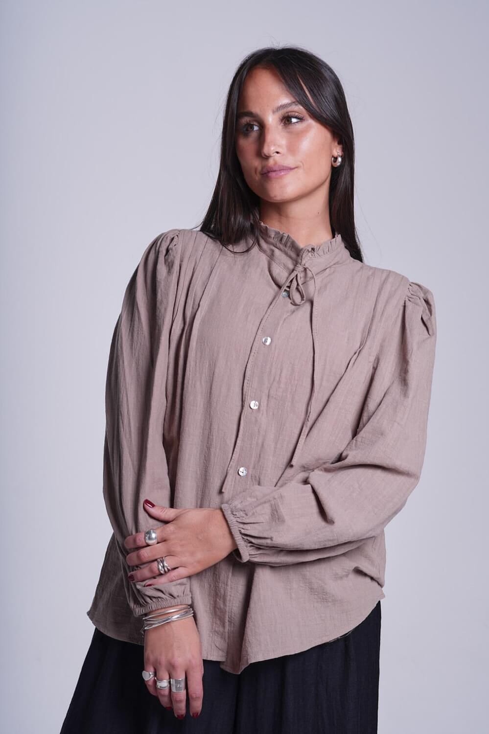 Camisa Tanna vison talle unico