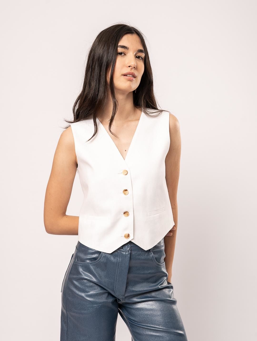 Chaleco Jazmín blanco m/l