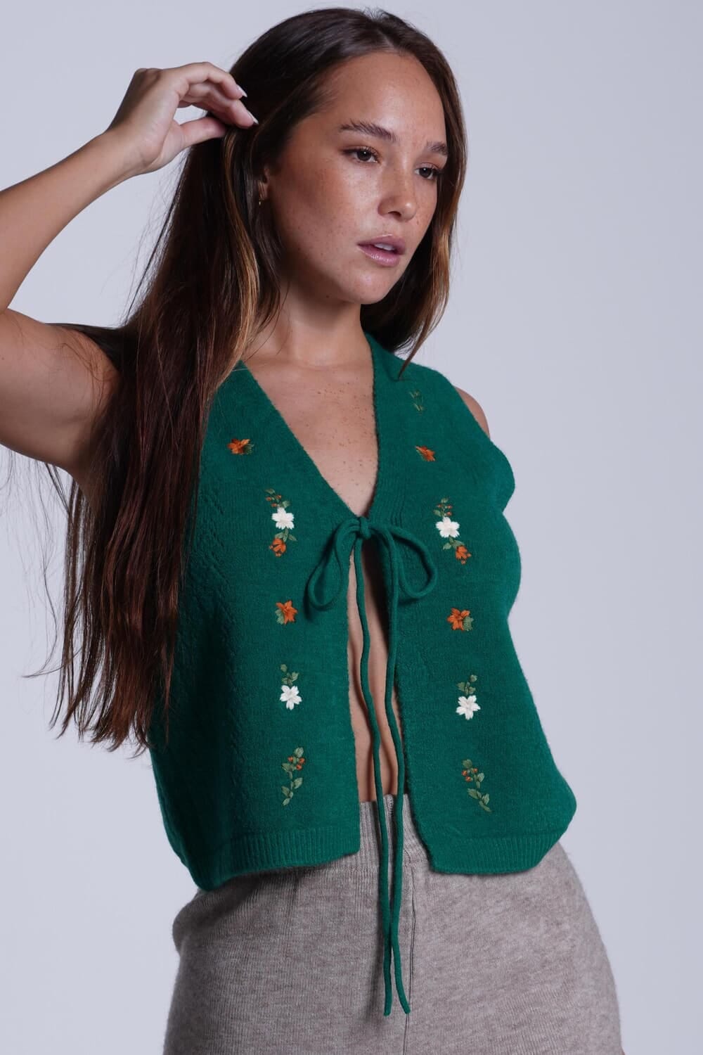Chaleco Sally verde talle unico