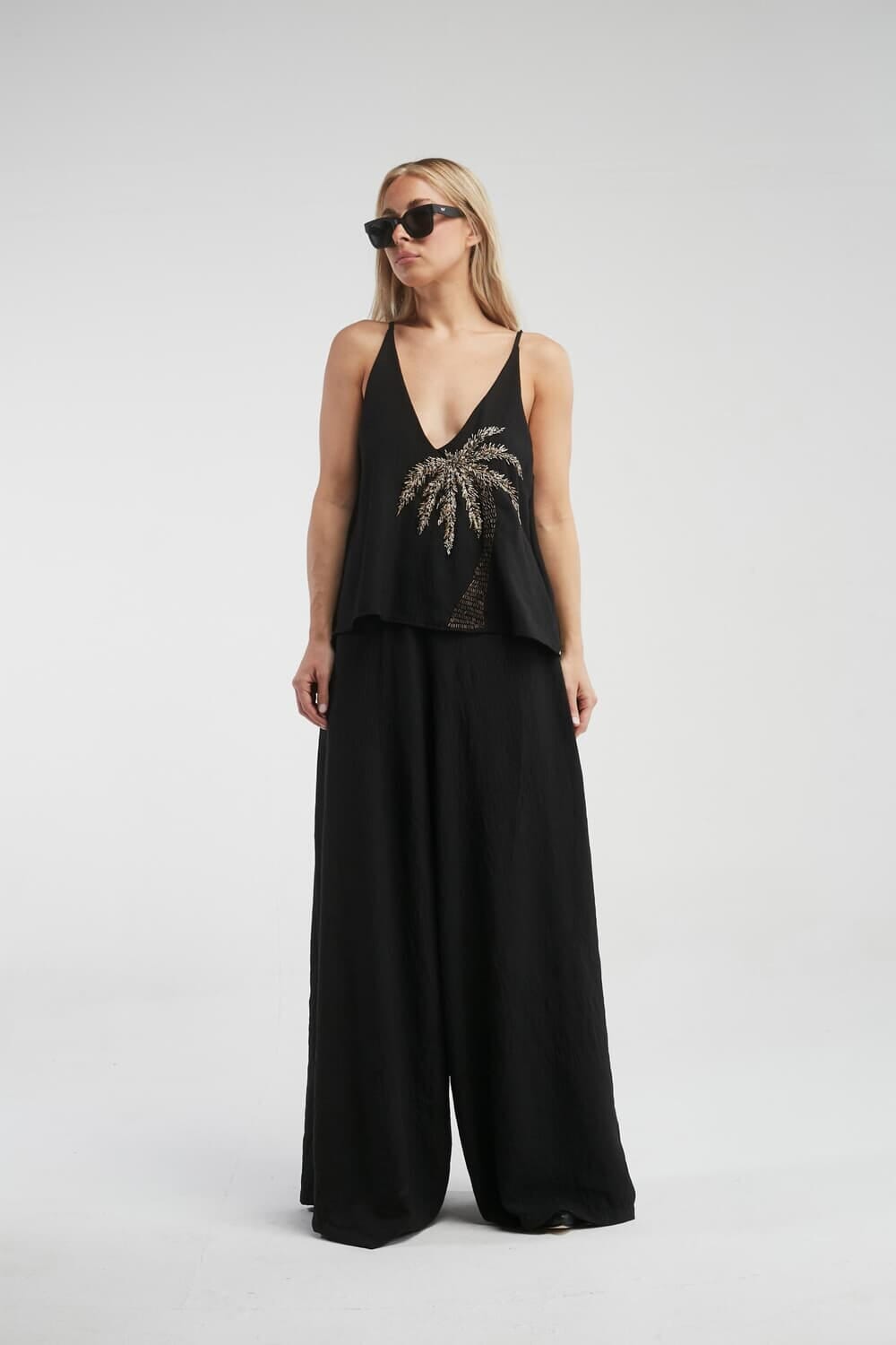 BLUSA PALM BY AMBER LEBON negro talle unico