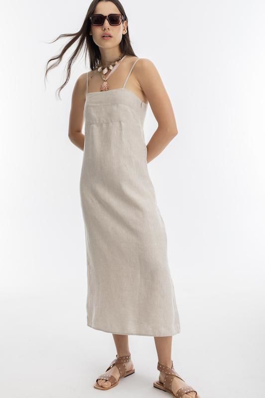 Vestido Strap en Lino - Natural natural l