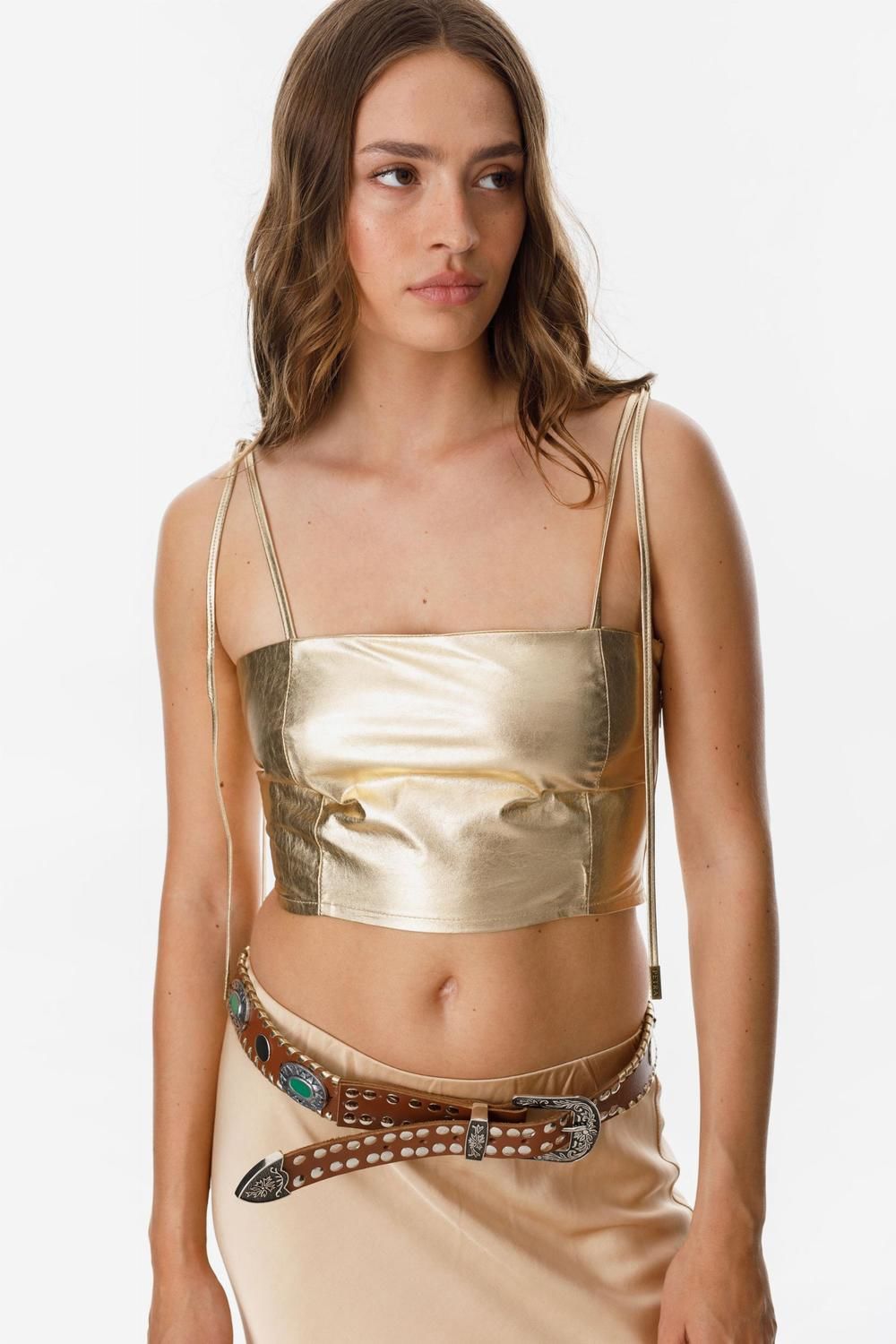 Top Leather Alba dorado l