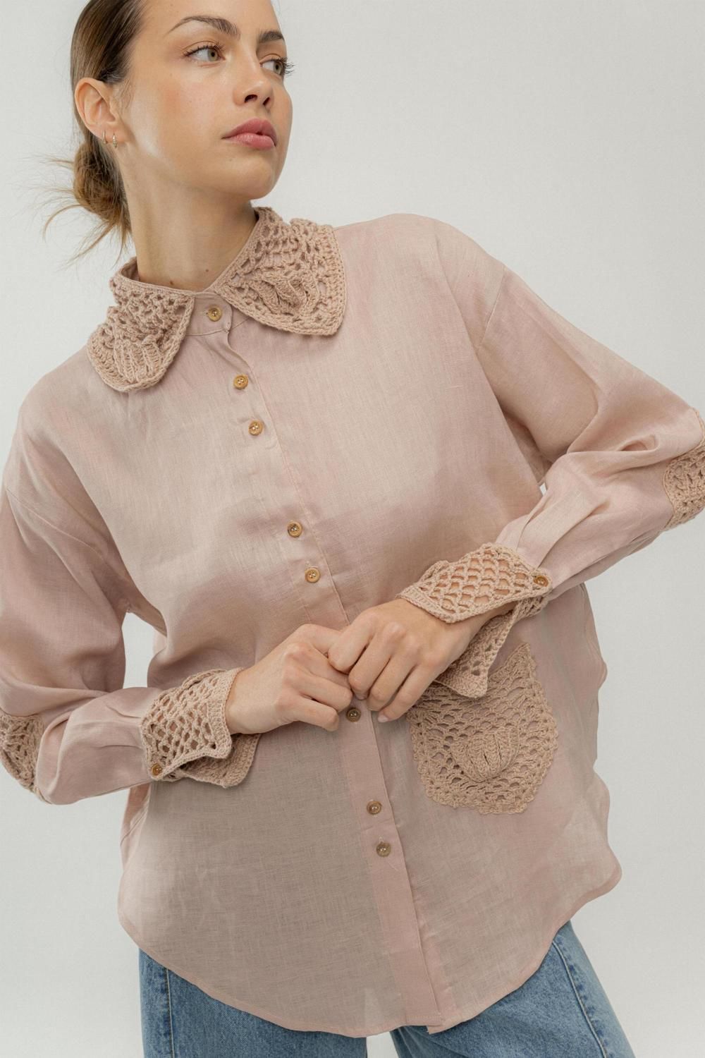 Camisa Onda Crochet Sea rosado talle unico