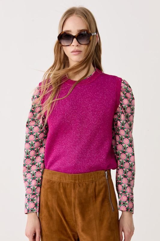 Top de punto glitter - Fucsia fucsia l/xl