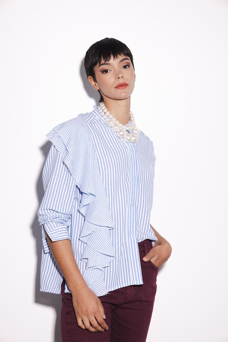 Camisa Simona celeste talle unico