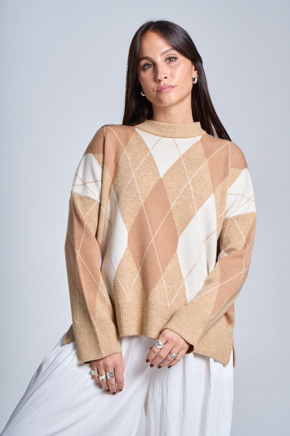 Sweater Rombos classic beige talle unico