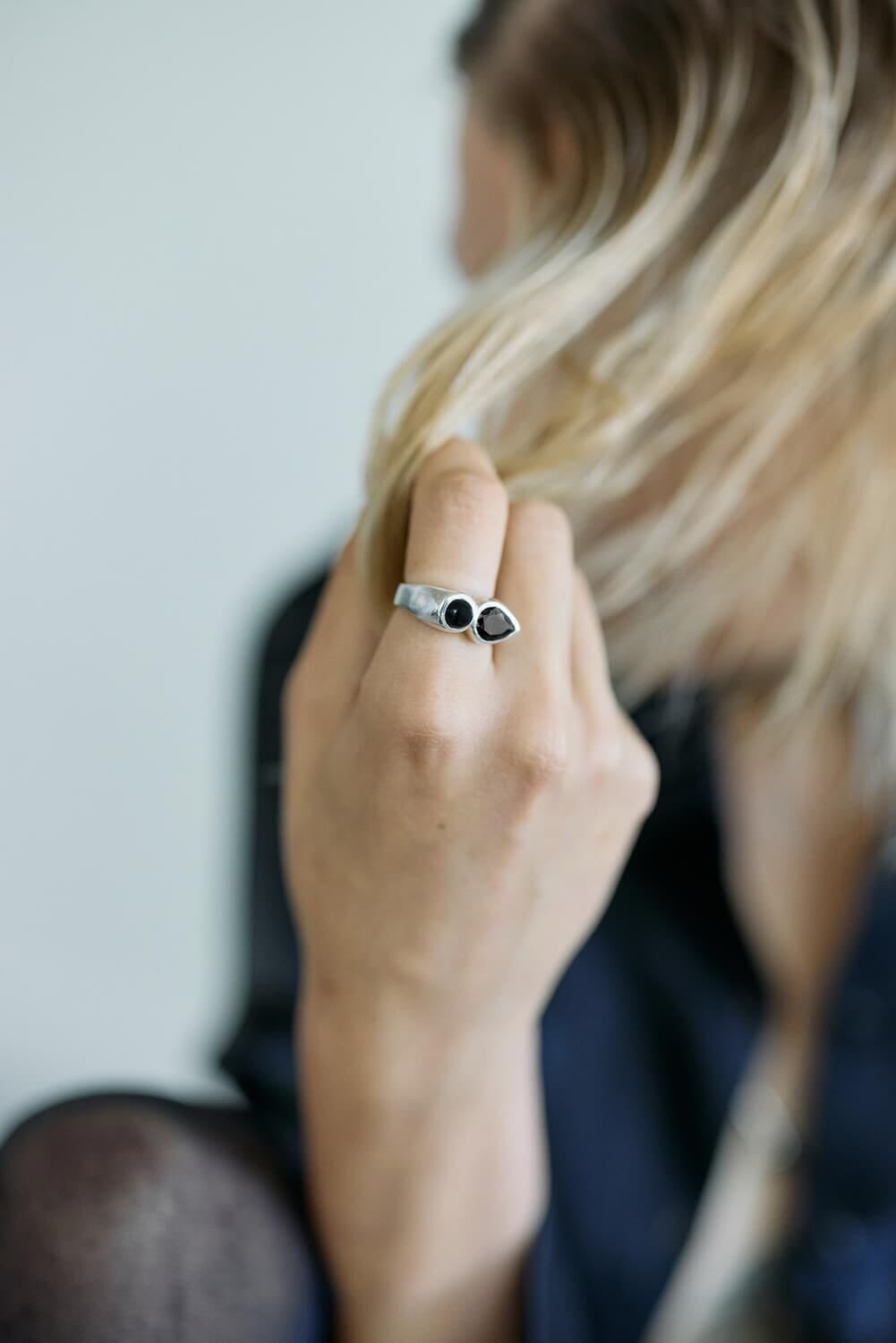 Anillo Híbrido Onix negro talle unico