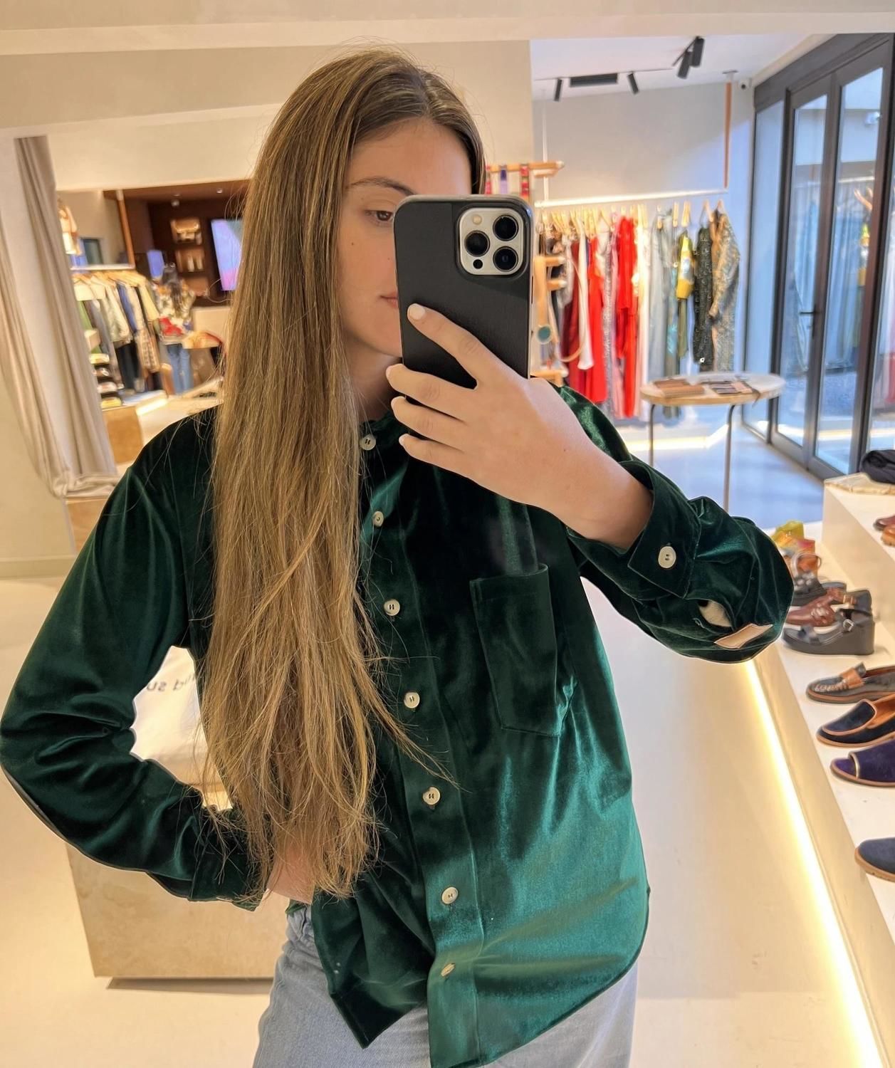 Velvet Shirt con Puño verde 2