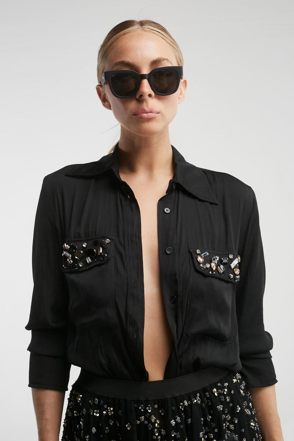 CAMISA MELITA BY AMBER LEBON negro talle unico