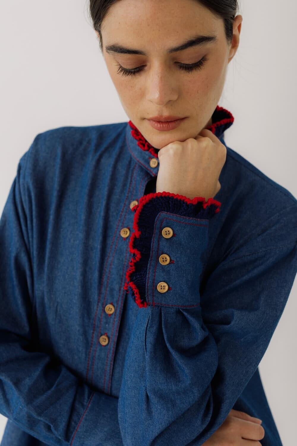 Camisa OTA Denim Crochet azul s