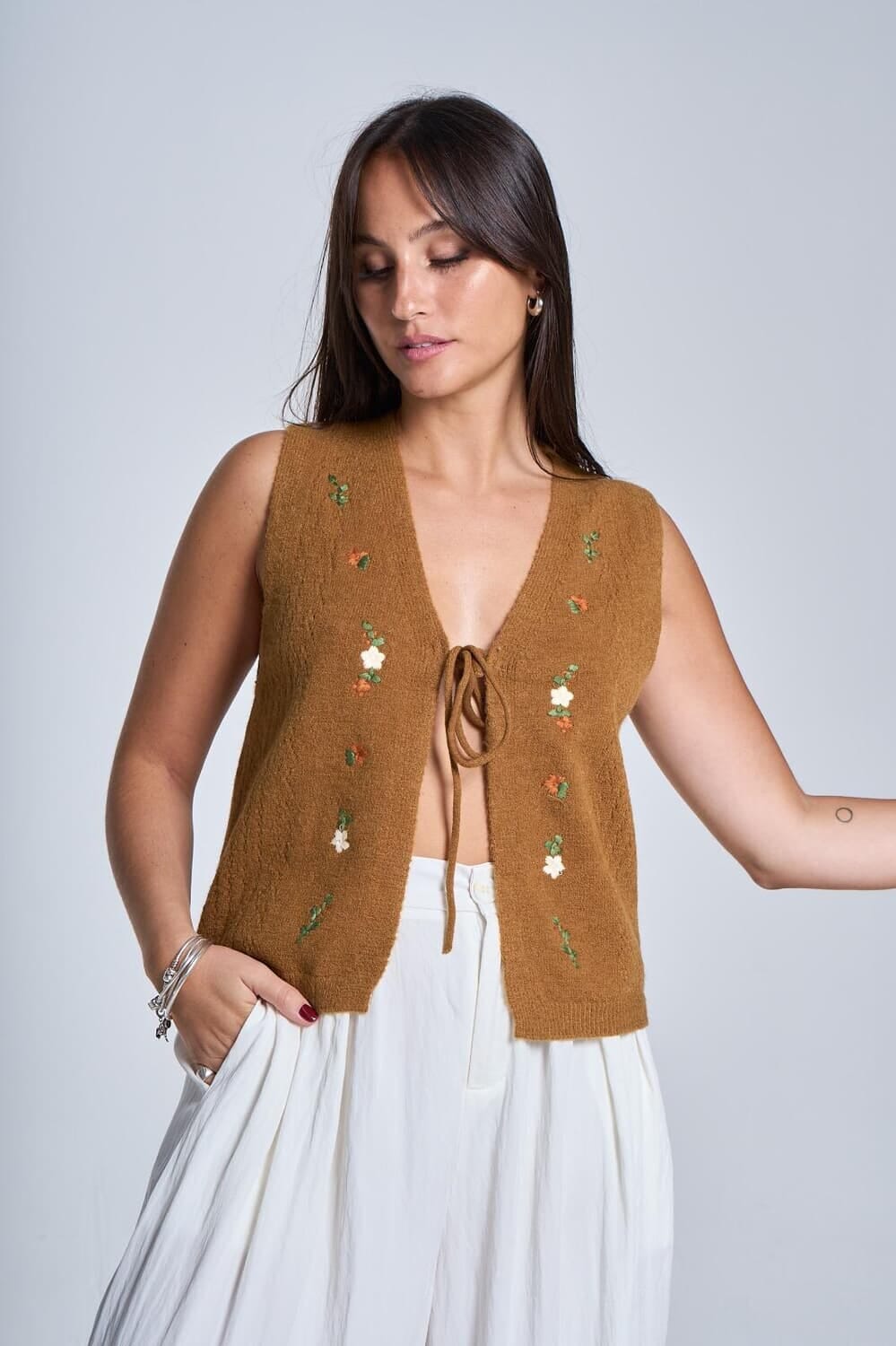 Chaleco Sally camel talle unico