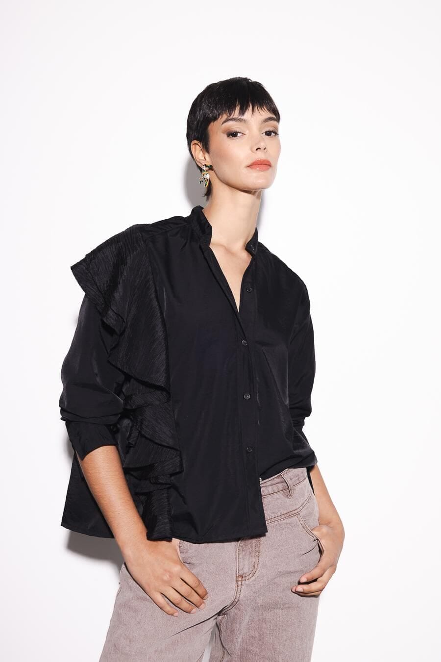 Camisa Simona negro talle unico