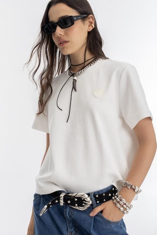 Remera Ever en Algodon - Blanca blanco l